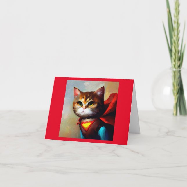 Tarjeta Superhéroe de gato (Anverso)