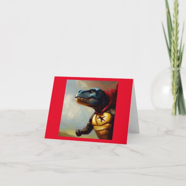 Tarjeta Superhéroe de T Rex (Anverso)