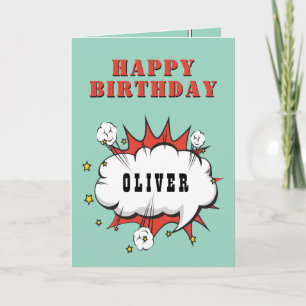 Tarjeta Superhéroe discurso cómico Bubble Boy Feliz cumple