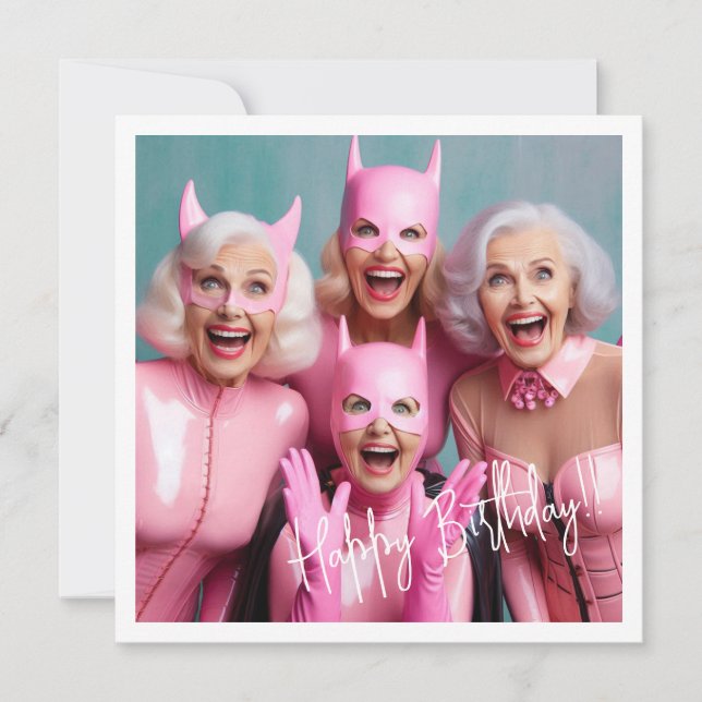 Tarjeta Superheroína Abuela, feliz cumpleaños (Anverso)