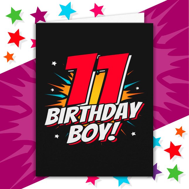 Tarjeta Superheroína de 11 años niño cumpleaños 11 cumplea (Subido por el creador)