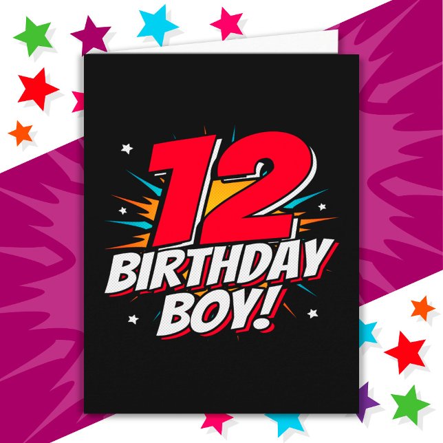 Tarjeta Superheroína de 12 años niño cumpleaños 12 cumplea (Subido por el creador)