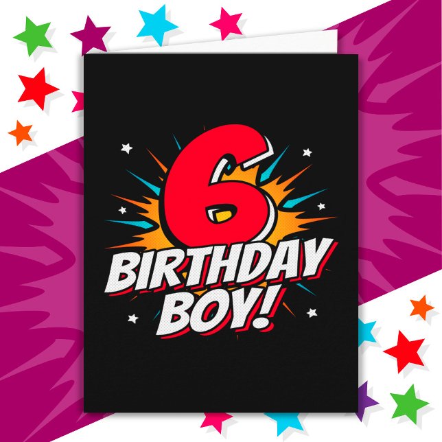 Tarjeta Superheroína de 6 años niño cumpleaños 6 cumpleaño (Subido por el creador)