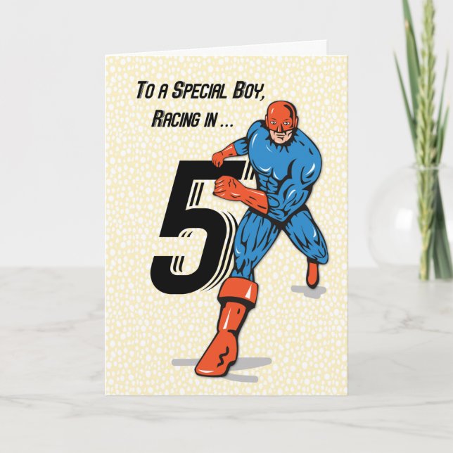 Tarjeta Superheroína especial de cumpleaños 5 (Anverso)