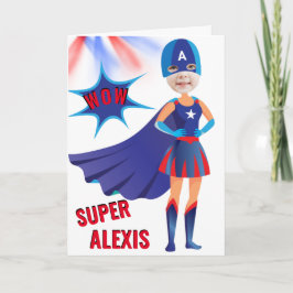 Tarjeta Superheroína Estados Unidos asombroso Chica cumple