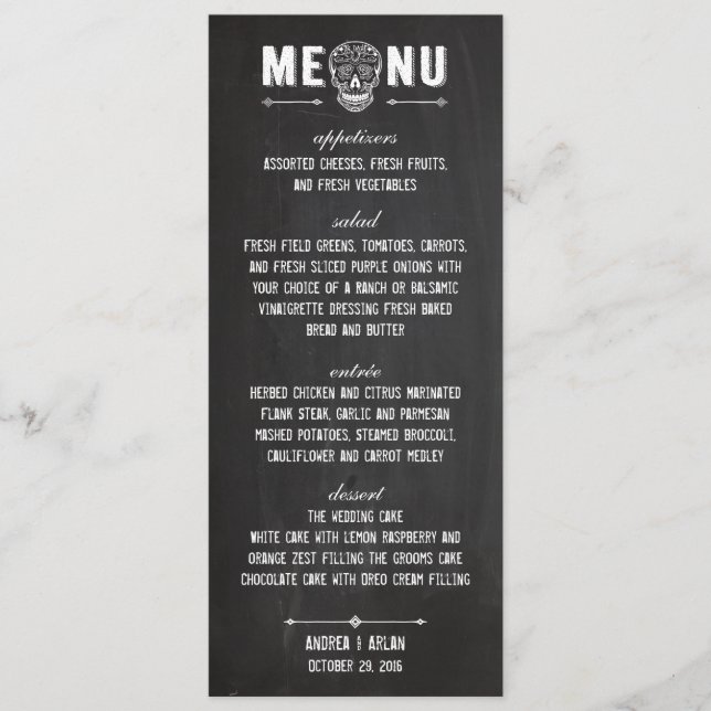 Tarjeta superior 4 x 9,25" del menú del cráneo del (Anverso)
