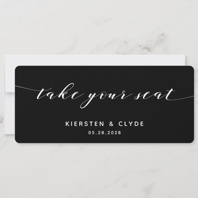 Tarjeta superior de toma de asiento de boda con ca (Anverso)