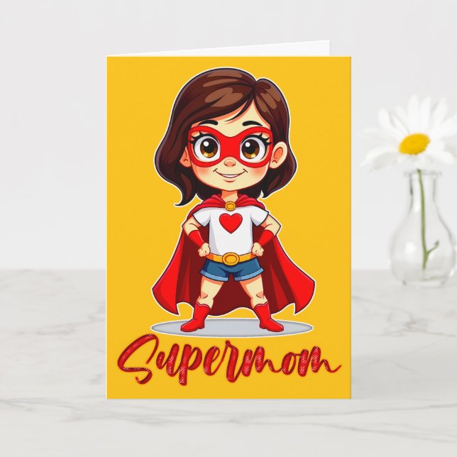 Tarjeta Supermom – Cute Mother Superhero Design (Planta pequeña)