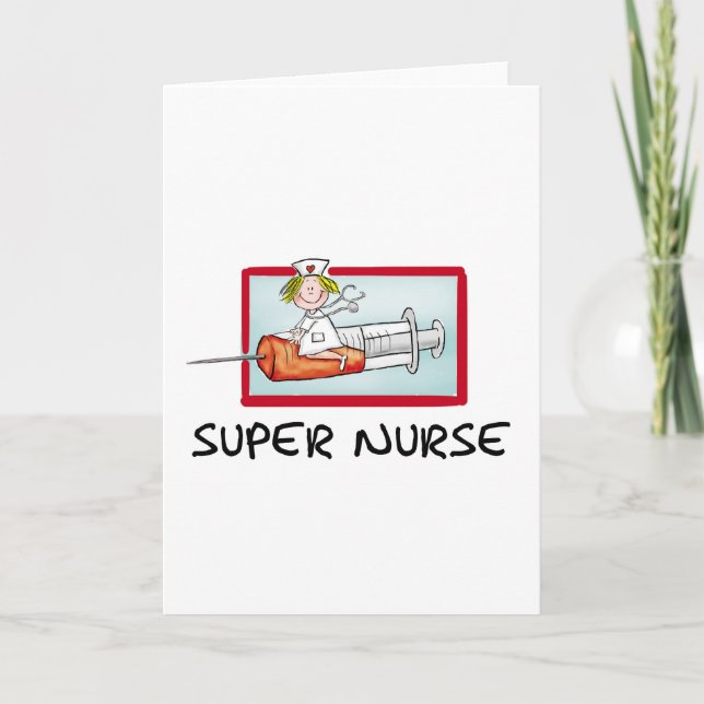 Tarjeta supernurse - enfermera chistosa del dibujo animado (Anverso)