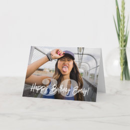 Tarjeta Superposición de foto con números en negrita Feliz