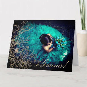 Tarjeta Superposición de fotos de pergamino floral dorado 