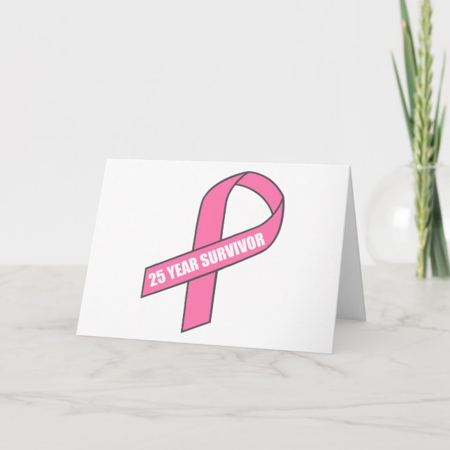 Tarjeta Superviviente de 25 años (Cinta rosa de Cáncer de  (Anverso)