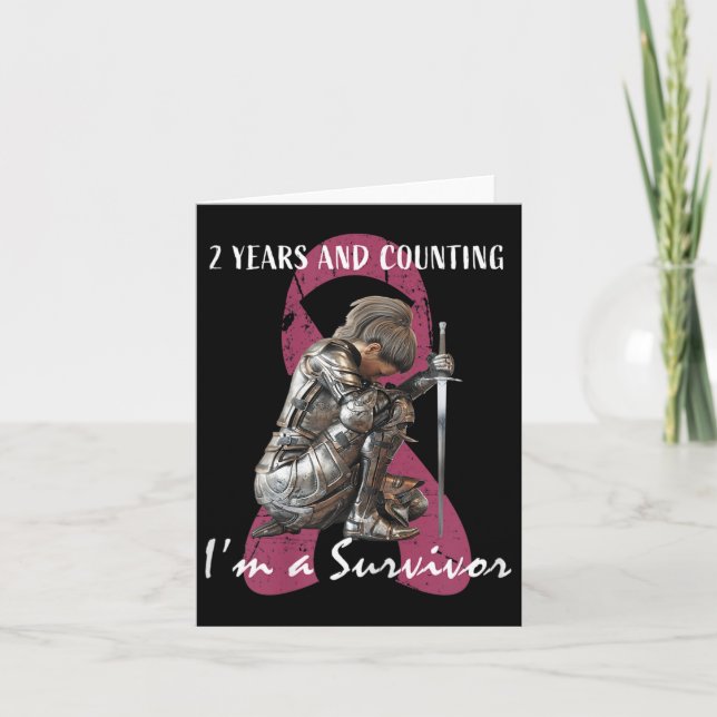 Tarjeta Superviviente de cáncer de mama rosa libre de cánc (Anverso)