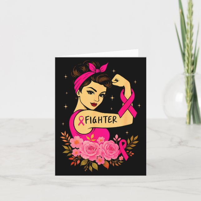 Tarjeta Superviviente de cáncer de mama Rosie Riveter Nk c (Anverso)