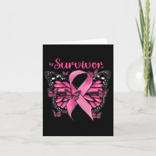 Tarjeta Superviviente de mariposas rosadas de concienciaci