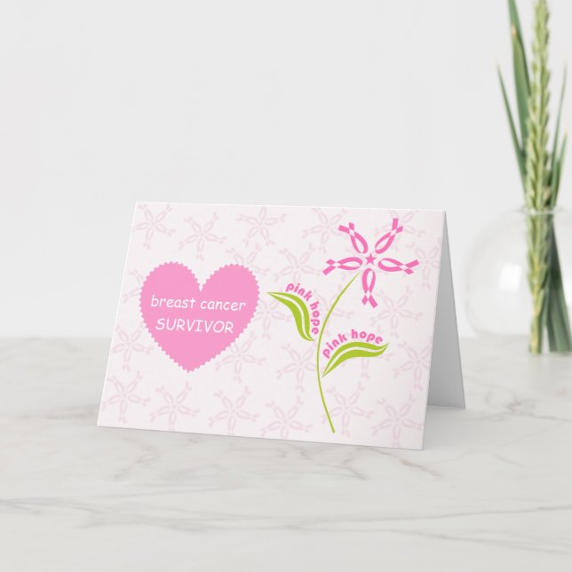 Tarjeta Superviviente rosado de la conciencia del cáncer (Anverso)