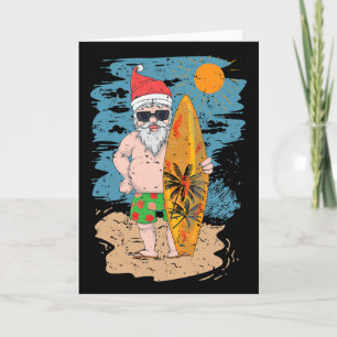 Tarjeta Surf Santa divertido verano Hawaii Navidad en la p