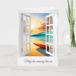 Tarjeta Surfboard En Ocean Beach Sympathy