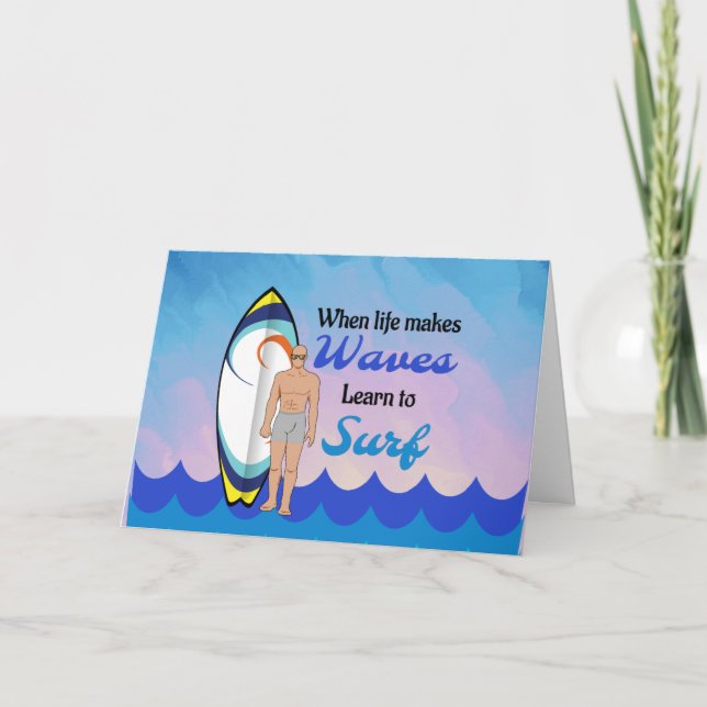 Tarjeta Surfboard Ocean Waves Blue Motivation Cita (Anverso)