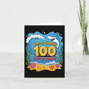 Tarjeta Surfeó 100 Días De Escuela Tiburón Divertido