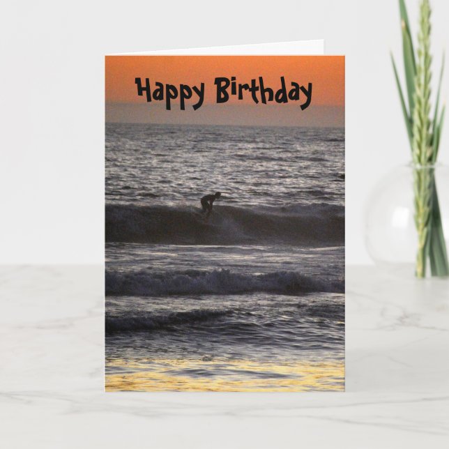 Tarjeta Surfer at Sunset Happy Birthday (Anverso)