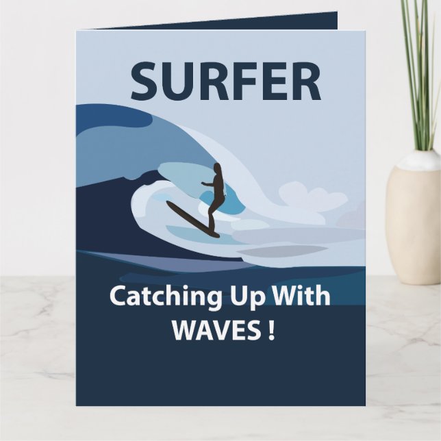 Tarjeta Surfer Beach Surfing Grey (Anverso)