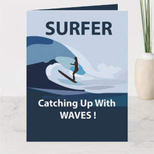 Tarjeta Surfer Beach Surfing Grey