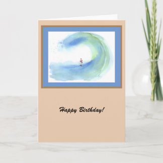 Tarjeta Surfer con Wave Watercolor 2 personalizable