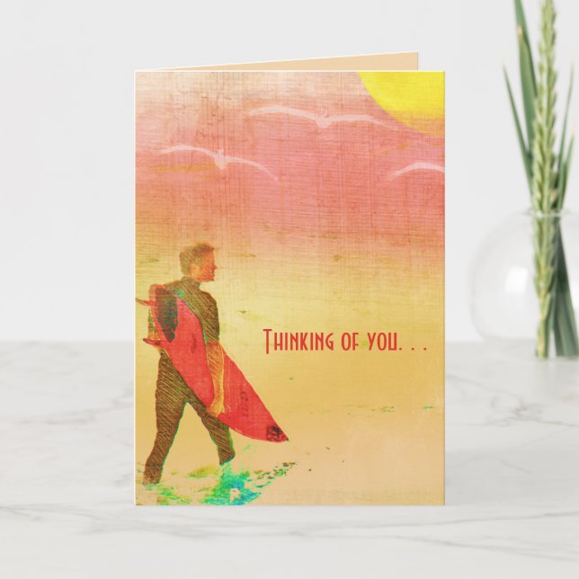Tarjeta Surfer Dude - Pensando en ti Personalizable (Anverso)