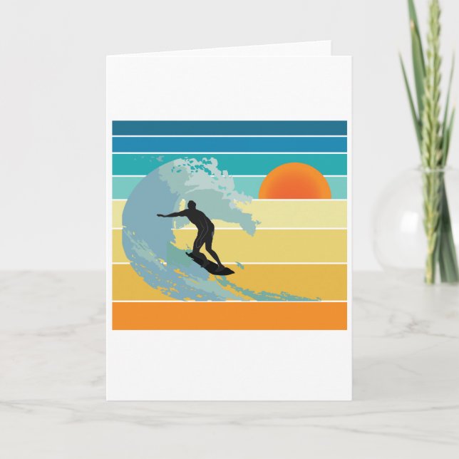 Tarjeta Surfer Dude Vintage Sunset (Anverso)