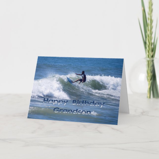 Tarjeta Surfer Happy Birthday Grandson (Anverso)