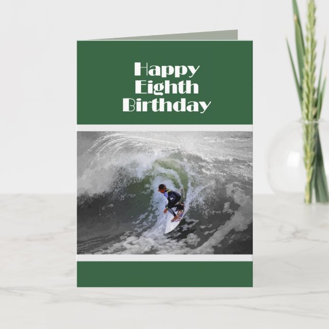 Tarjeta Surfer Happy Octavo Birthday Card (Anverso)