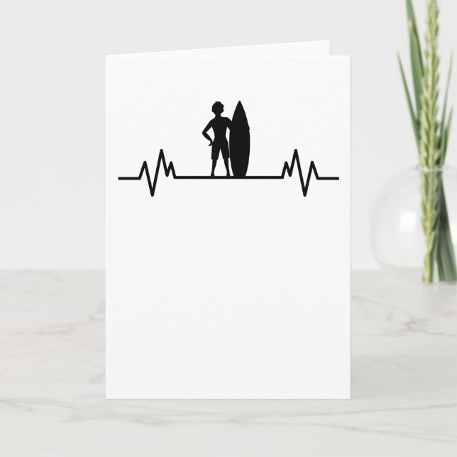 Tarjeta Surfer heartbeat olas surfista oleaje de surf Gift (Anverso)