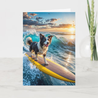 Tarjeta Surfing Border Collie