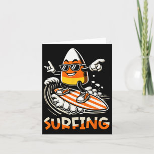 Tarjeta Surfing Candy Corn Funny Halloween Design