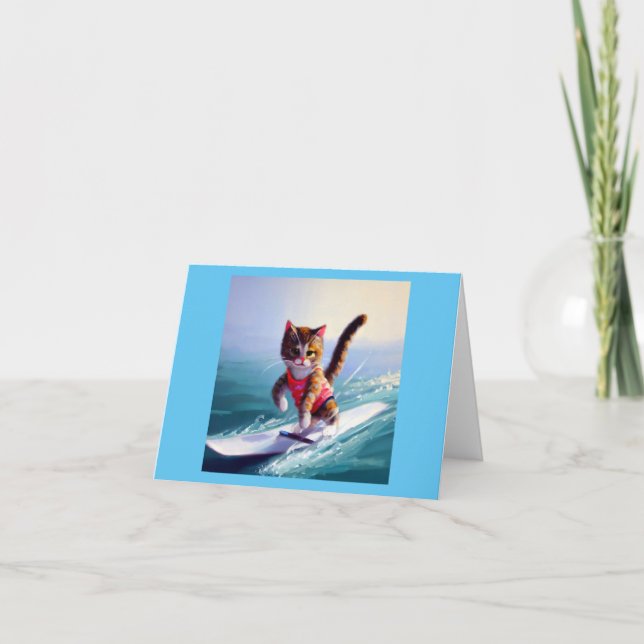 Tarjeta Surfing Cat (Anverso)