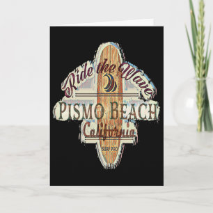 Tarjeta Surfing, tabla de surf, surfista Pismo Beach, Cali