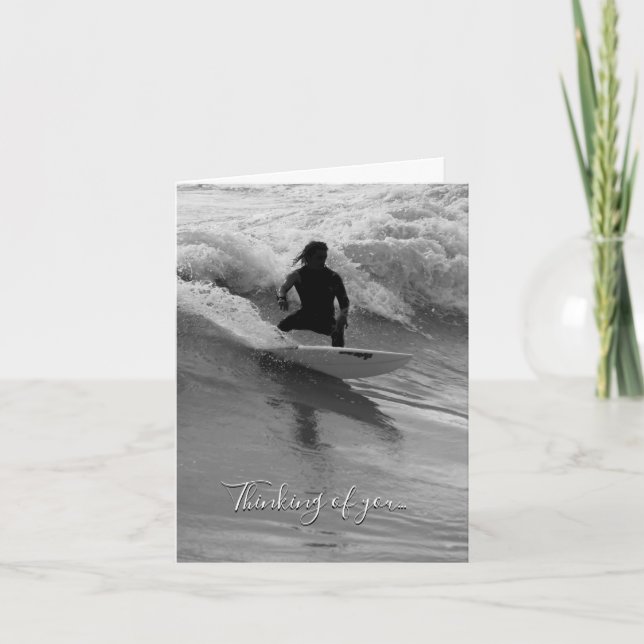 Tarjeta Surfing The Waves Grayscale Thinking Of Card (Anverso)
