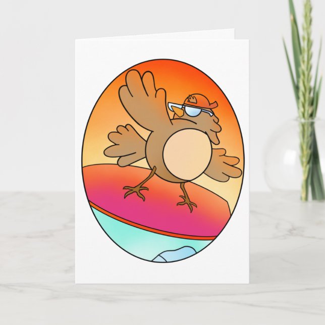 Tarjeta Surfista De Aves De Verano (Anverso)