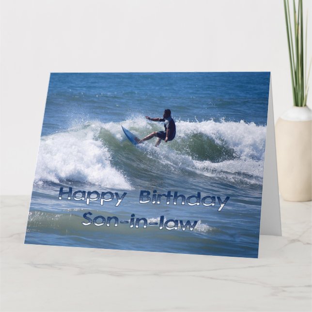 Tarjeta Surfista feliz cumpleaños al yerno (Anverso)