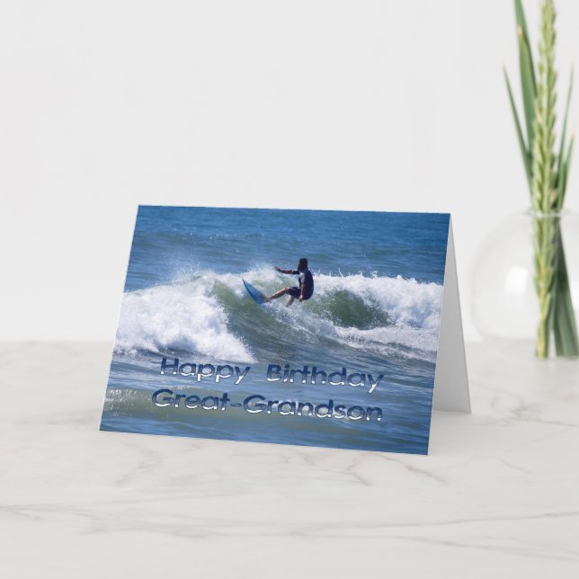 Tarjeta Surfista Feliz Cumpleaños Gran Abuelo (Anverso)