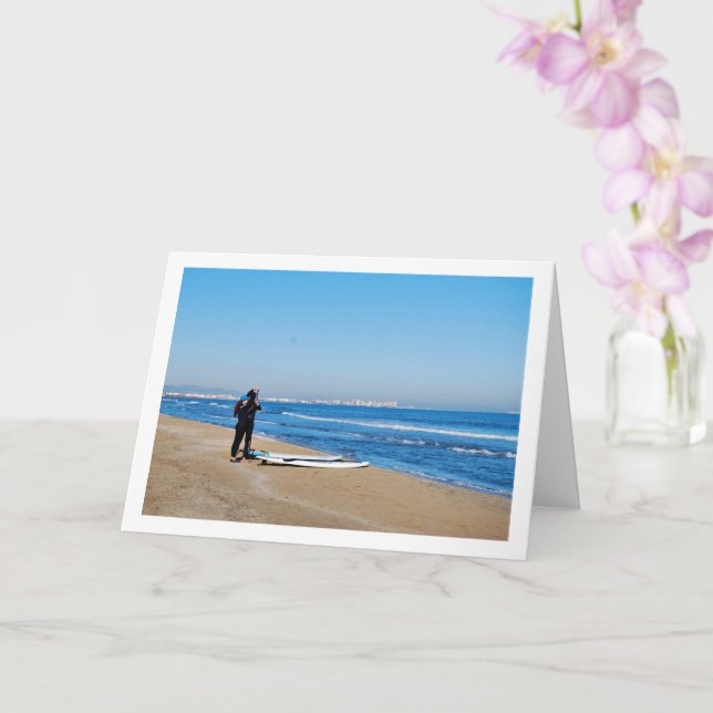 Tarjeta Surfistas en la playa de Malvarossa en Valencia, E (Orquídea)