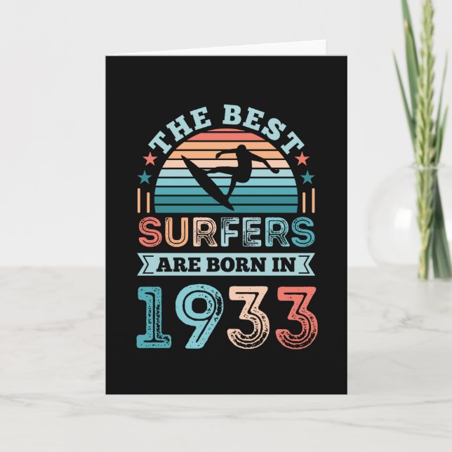 Tarjeta Surfistas nacidos en 1933 90º regalo de cumpleaños (Anverso)
