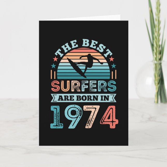 Tarjeta Surfistas nacidos en 1974 50º regalo de cumpleaños (Anverso)