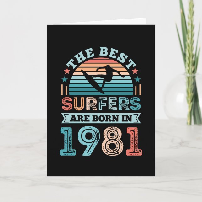 Tarjeta Surfistas nacidos en 1981 40º regalo de cumpleaños (Anverso)