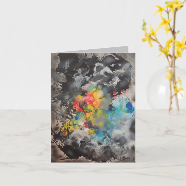 Tarjeta Surgimiento del resumen de color (flor amarilla)