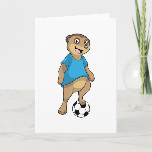 Tarjeta Suricata como jugador de fútbol con balón de fútbo (Anverso)
