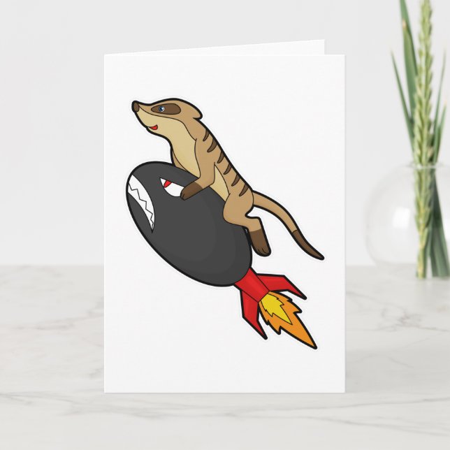 Tarjeta Suricata con cohete volador (Anverso)