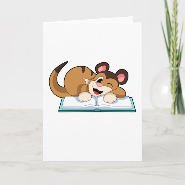 Tarjeta Suricata con libro (Anverso)