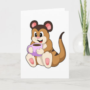 Tarjeta Suricata con taza de café